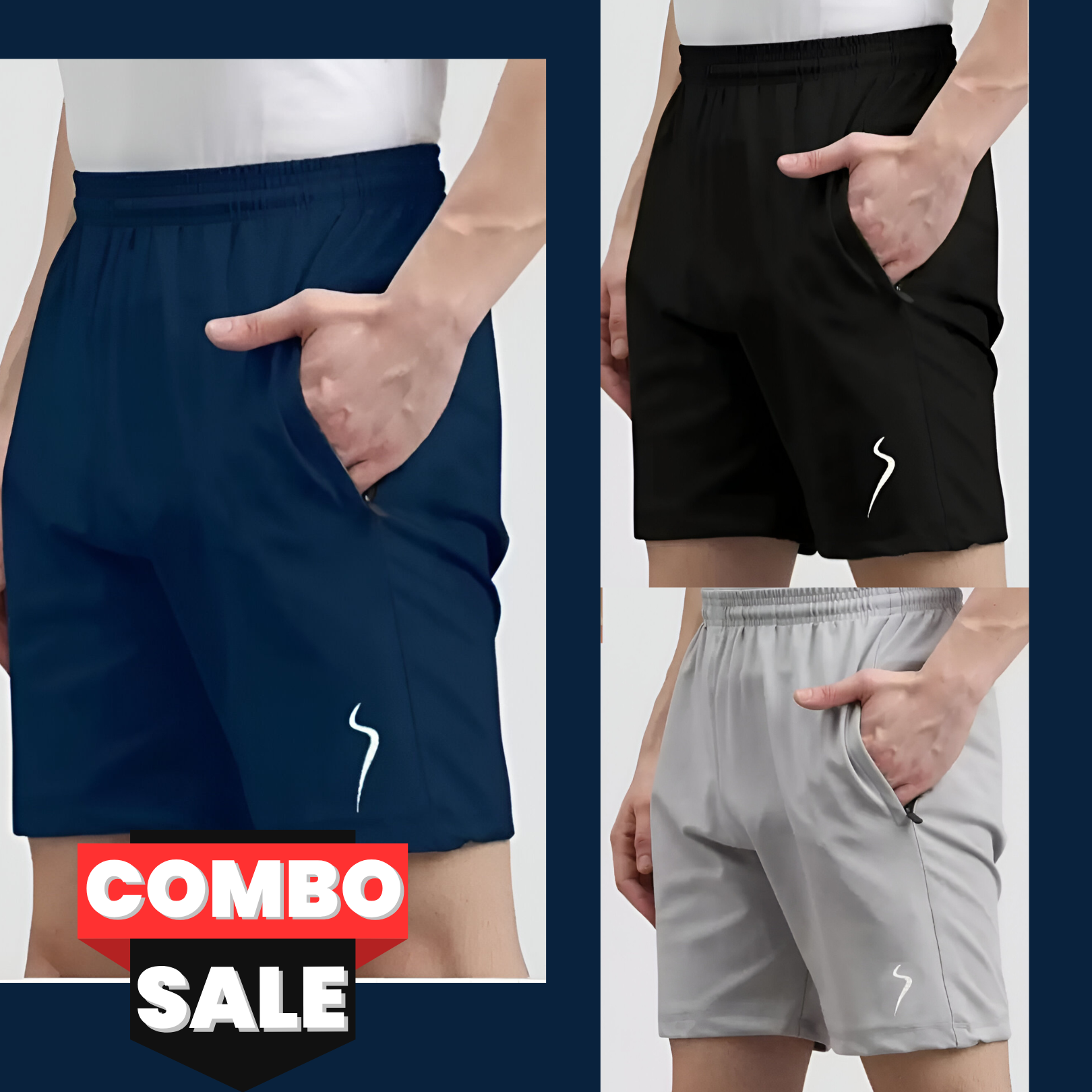 Combo of 4 Men's Cotton Polyester Shorts