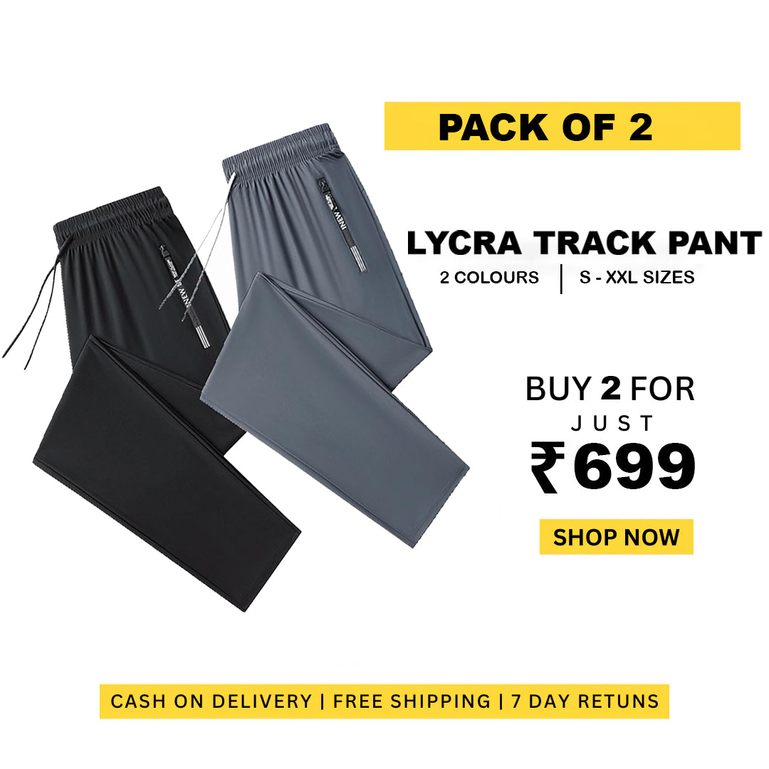 Combo of 2 Men's Sports Regular Fit Lycra Cool Track Pant with Two Side Pockets ( Black + Grey )