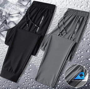 Men's Trousers Elastic Waist 2 Side Pockets |Breathable ,Soft Full Length ( Black + Grey ) - Pack of 2